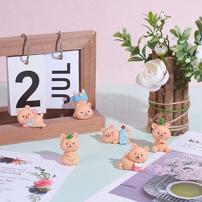 6Pcs Cute Resin Bear Figurines JX316A-1