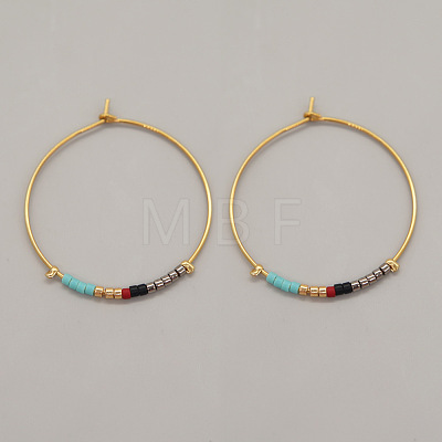 Bohemian Handmade Glass Seed Beads Hoop Earrings AM1646-5-1