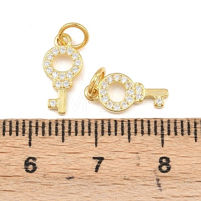 925 Sterling Silver Pave Clear Cubic Zirconia Key Charms STER-A049-07G-1