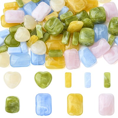 72Pcs 10 Styles Opaque & Transparent Acrylic Beads OACR-FS0002-83-1