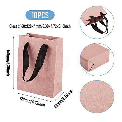 10Pcs Paper Gift Tote Bags with Nylon Ribbon Handles ABAG-TA0002-31A-1