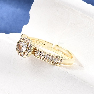 Brass Micro Pave Clear Cubic Zirconia Cuff Open Rings CU-CBA5C10-18G-1