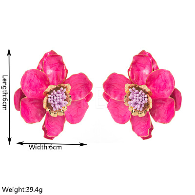 Flower Alloy Enamel Stud Earrings FS-WG5F23F-01-1