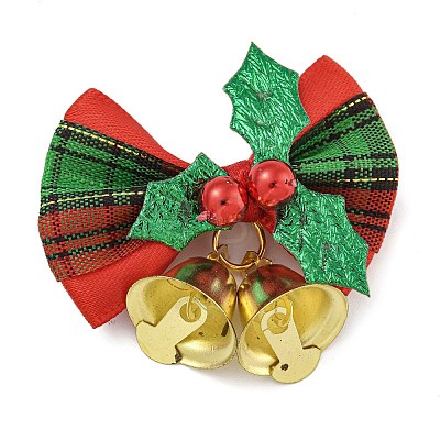 Cloth & Iron Christmas Bowknot Bell Hanging Ornaments  HJEW-S004-01D-1