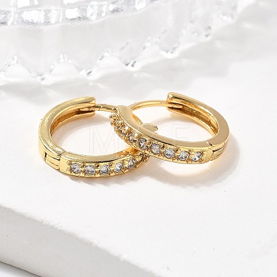 Clear Cubic Zirconia Huggie Hoop Earrings EJEW-L231-41G-01-1