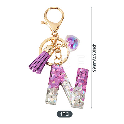 Alloy Resin Heart Keychains KEYC-TADJ0002-01G-N-1