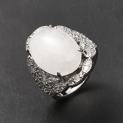 Natural Quartz Crystal Adjustable Rings RJEW-P043-04P-22-1