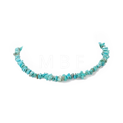 Dyed Synthetic Turquoise Chip Beaded Necklaces with 304 Stainless Steel Lobster Claw Clasp & Chain Extender NJEW-JN04225-05-1