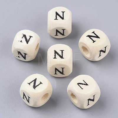 Printed Natural Wood Beads X-WOOD-T026-001N-1