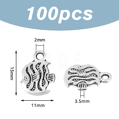 DICOSMETIC 100PCS Alloy Fish Charms TIBEP-DC0001-27-1