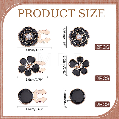6Pcs 3 Styles Flat Round & Flower Alloy Cufflinks FIND-ME0004-47-1