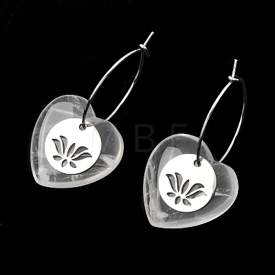 Natural & Synthetic Gemstone & 304 Stainless Steel Hoop Earrings for Women EJEW-G475-02P-1