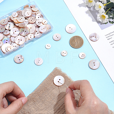 120Pcs 6 Styles Dyed Natural Shell Buttons BUTT-ME0001-42-1