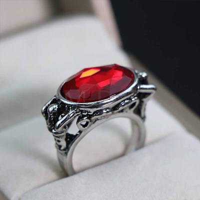 Men's Fashion Faceted Glass Ring Zinc Alloy Hip-hop Ring WA6596-4-1