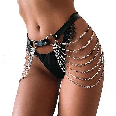 Punk Style Alloy Multi-Layer PU Leather Chain Belts for Women FS-WG2C119-02-1