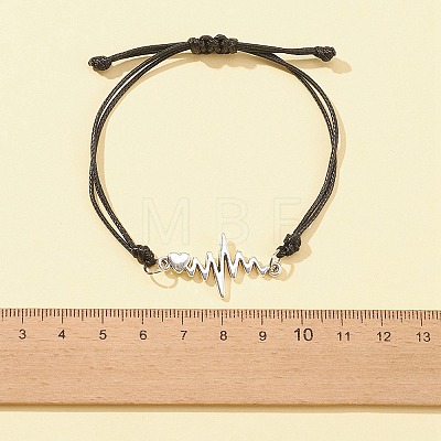 3Pcs 3 Styles Heart Beat & Infinity Alloy Link Bracelets Set BJEW-FZ00013-1