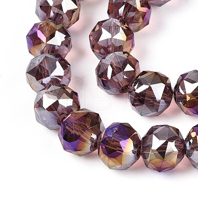 AB Color Plated Transparent Glass Round Beads Strands EGLA-T029-8mm-12T-06-1