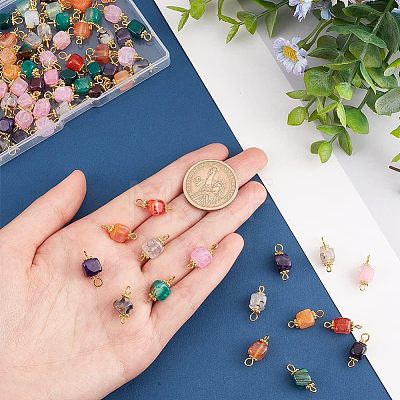 80Pcs 5 Color Natural Agate Connector Charms FIND-HY0001-39-1