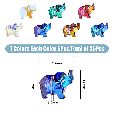 35Pcs 7 Colors Transparent Glass Beads GLAA-FH0001-68-1
