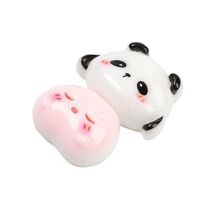 Pink Opaque Panda Resin Cabochons CRES-P037-02C-1