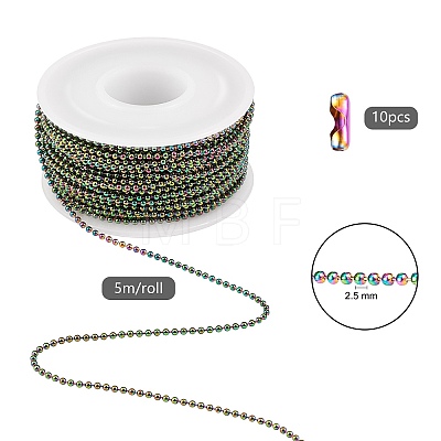 5M Ion Plating(IP) Rainbow Color 304 Stainless Steel Ball Chains STAS-SZ0002-22B-1