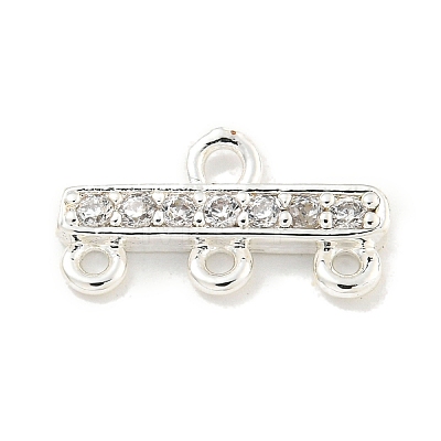 Rack Plating Brass Micro Pave Clear Cubic Zirconia Rectangle Chandelier Component Links KKB-L215-037S-1