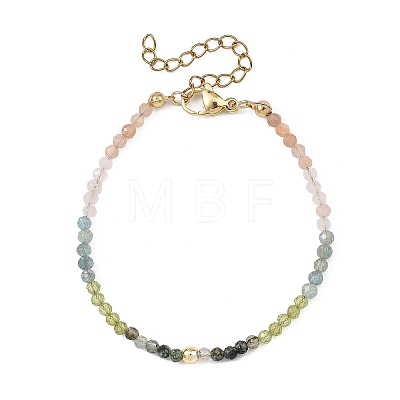 Natural Apatite & Peridot & & Moss Agate & Sunstone & Rose Quartz & Non-magnetic Synthetic Hematite Beaded Bracelets for Women BJEW-JB14094-03-1