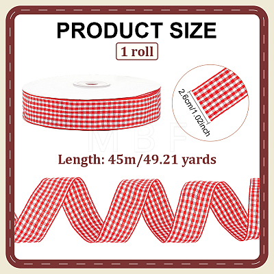 Polyester Tartan Ribbon OCOR-WH0082-574D-01-1