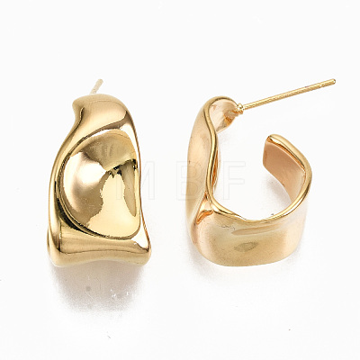 Brass Half Hoop Earrings KK-S356-149G-NF-1
