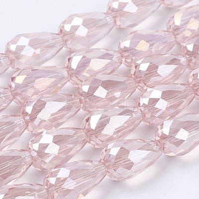 Electroplate Glass Beads Strands X-EGLA-D015-15x10mm-23-1