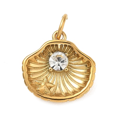 304 Stainless Steel & Crystal Rhinestone Pendants STAS-G391-02G-02-1