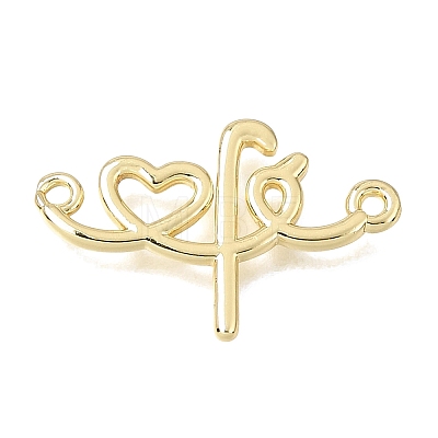 Brass Heart with Letter Fe Links Connector Charms KK-C263-27A-G-1