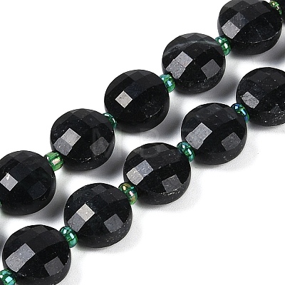 Natrual Black Jade Beads Strands G-B094-A24-01-1