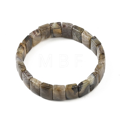 Natural Mexican Agate Rectangle Beaded Stretch Bracelets BJEW-D036-02-1