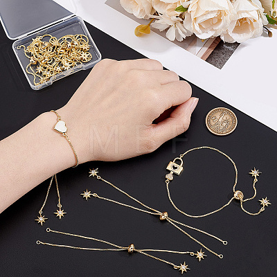10Pcs 1MM Brass Box Chain Slider Bracelet Making MAK-BBC0001-37-1