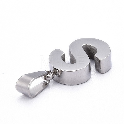 Non-Tarnish 304 Stainless Steel Letter Pendants LS-STAS-H127-S-P-1