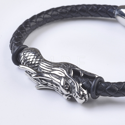 Men's Braided Leather Cord Bracelets BJEW-P194-06-1