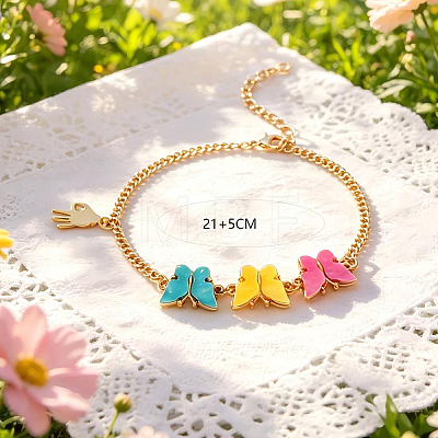 Plastic Butterfly Link Iron Zinc Alloy Chain Bracelets for Women NI2300-3-1