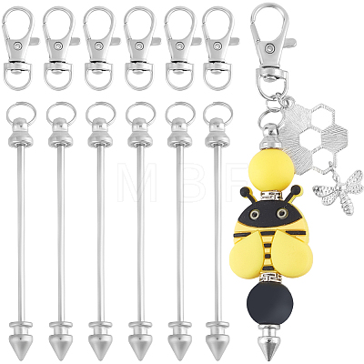 20Pcs Alloy Beadable Bar Keychain for DIY Crafts Jewelry Making KEYC-SC0001-14-1