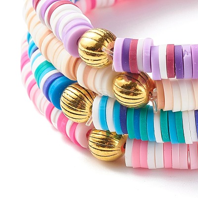 Handmade Polymer Clay Heishi Beads Stretch Bracelets Set BJEW-JB07394-1