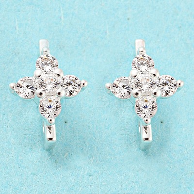 Rack Plating Brass Micro Pave Clear Cubic Zirconia Connector Charms KK-F864-06S-1