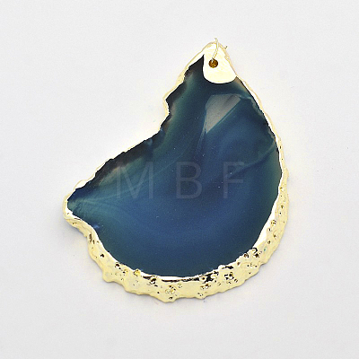 Nuggets Electroplate Natural Agate Pendants G-F175-10-1