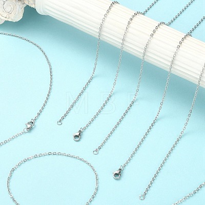 10Pcs 304 Stainless Steel Cable Chain Necklaces Set for Men Women MAK-YW0002-01P-1