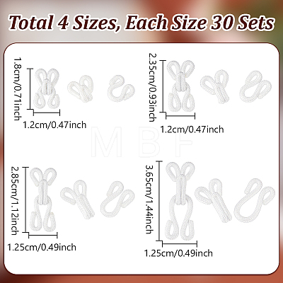 120Bgas 4 Styles Nylon & Iron Hook and Eye DIY-NB0016-10B-1