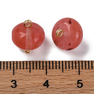 Natural White Jade Dyed Saucer Charms with Rack Plating Golden Tone Brass Bails KK-B103-17B-10-1