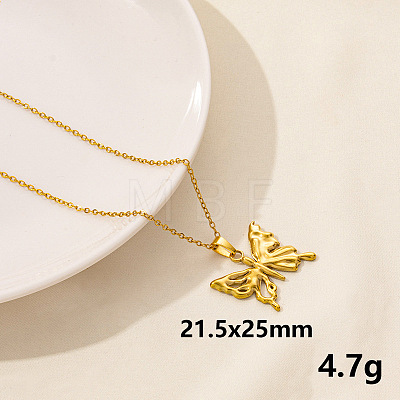 Vintage Stainless Steel Butterfly Pendant Lock Collarbone Chain Necklace for Women KO0043-10-1