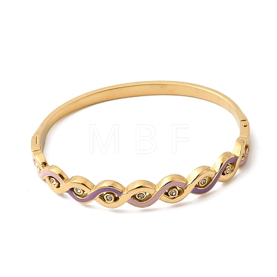 304 Stainless Steel Enamel Hinged Bangles for Women BJEW-B168-04G-02-1