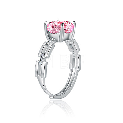 Brass with Cubic Zirconia Cuff Open Rings FS-WGDB07C-01-1