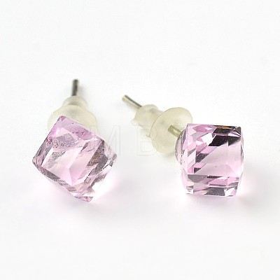 Shiny Glass Rhinestone Stud Earrings EJEW-F0039-M-1