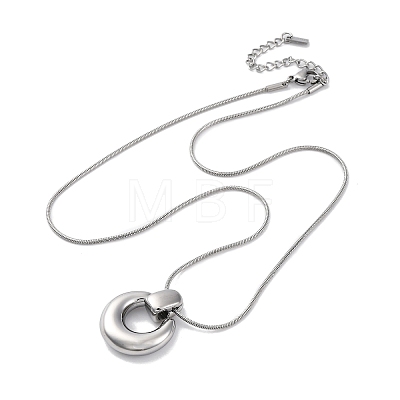 304 Stainless Steel Ring Pendant Snake Chain Necklaces NJEW-U026-06P-1